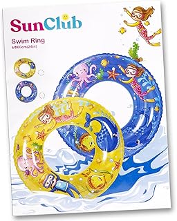 VFM - Medium Yellow Beach Swimring 24" Inflatable Pool Lilo Novelty Toy Cute Colourful Swimming Float For Kids And Adults Beach Holiday Summer Wild 'n Wet