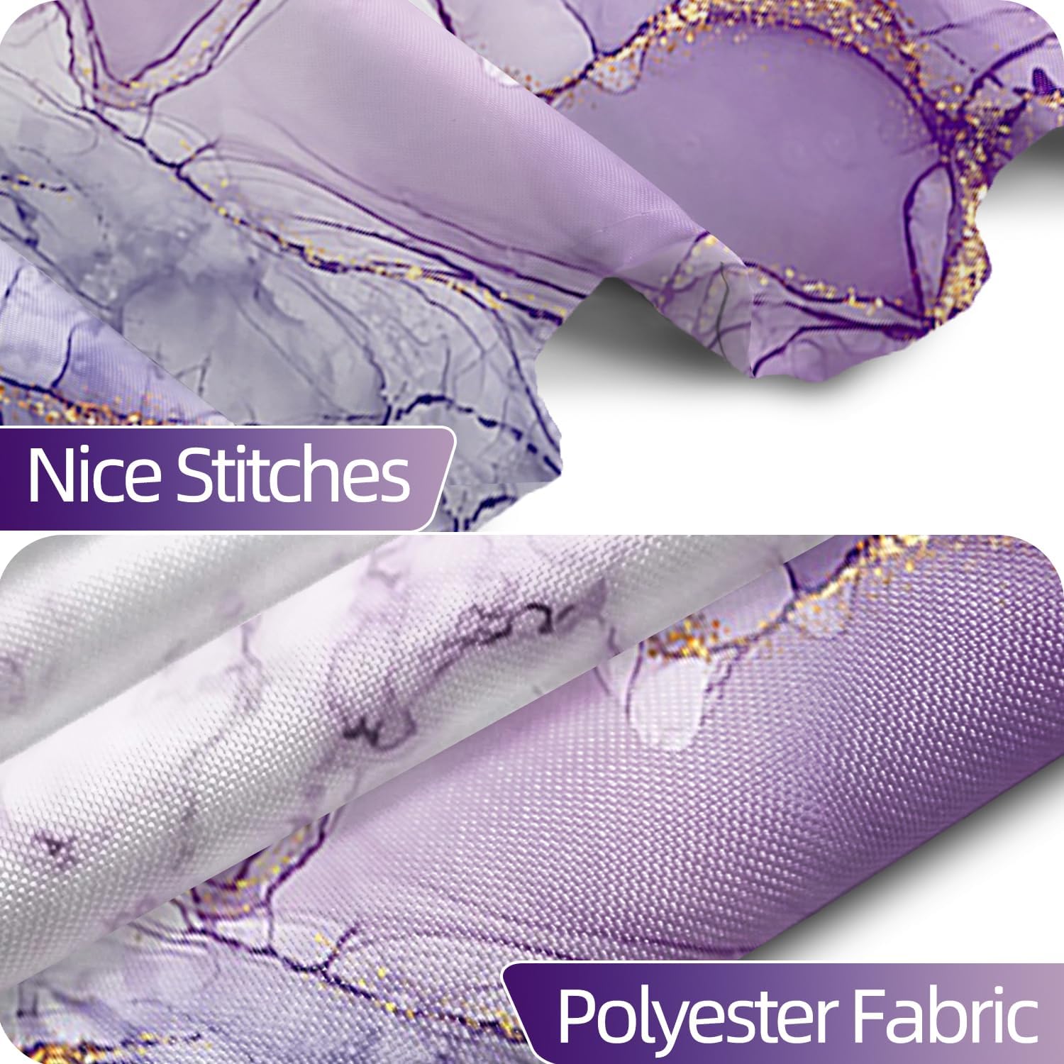 Purple Shower Curtain, Abstract Marble Shower Curtain for Bathroom Waterproof Fabric Shower Curtain Set with Hooks 72x78 inches