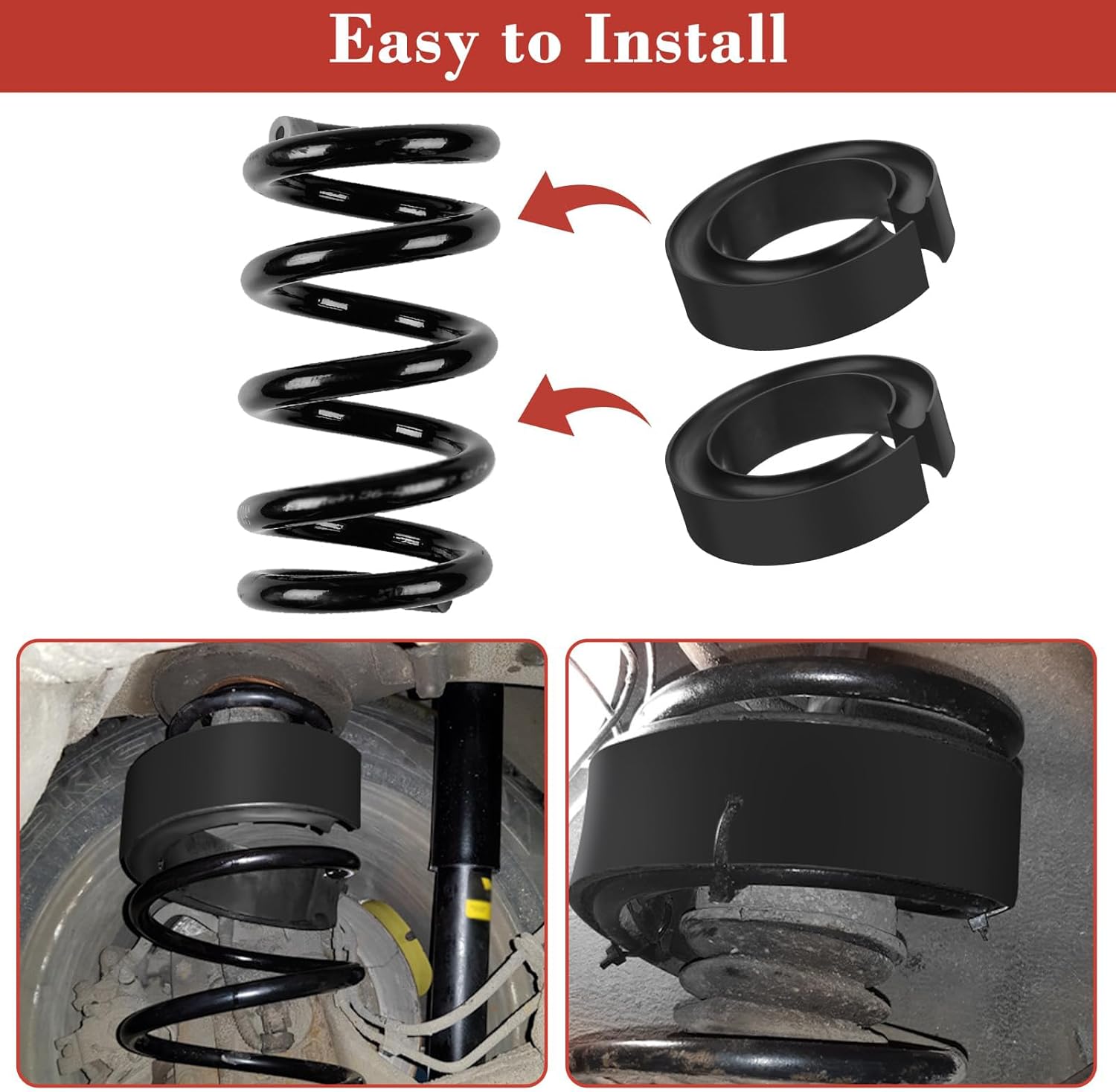 OwnMy 4PCS Rubber Coil Spring Spacers for Cars Heavy Duty Round Coil Spring Boosters, Universal Coil Spring Boosters Spacers Coil Spring Lift Spacers 5-5.5 Inch Rear Coil Spring Spacers for Trucks