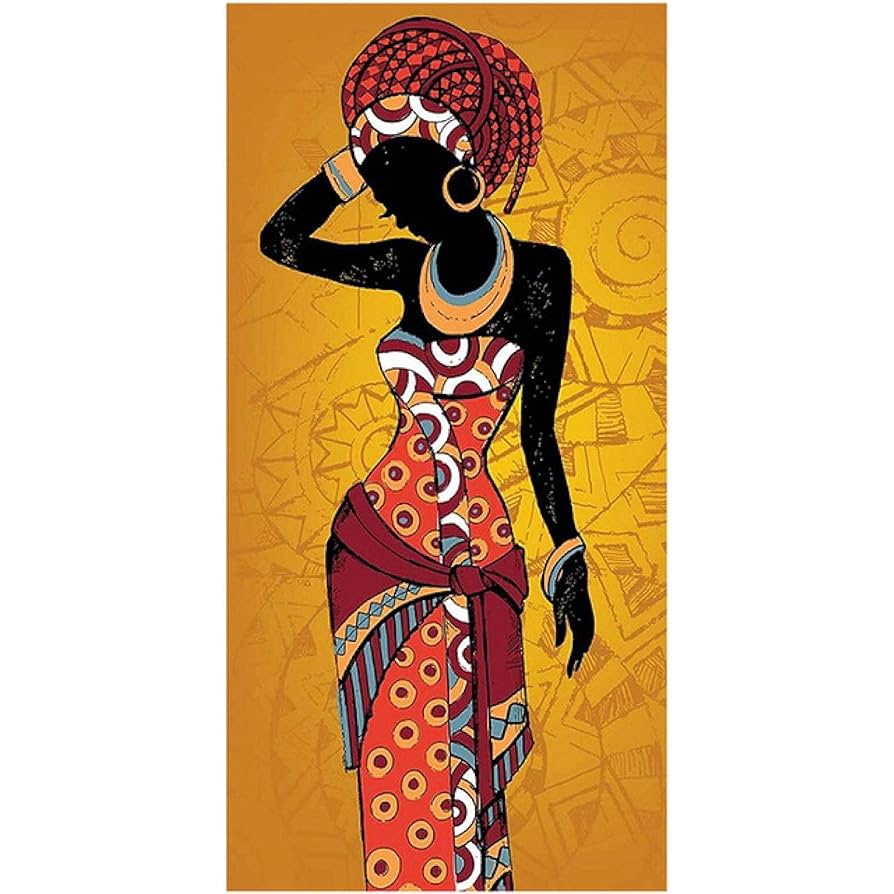 Amazon.co.jp: アフリカの芸術黒と金の女性スカンジナビアの