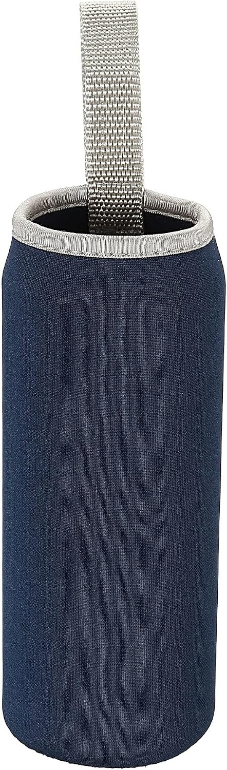 MECCANIXITY Water Bottle Sleeve 500ml Neoprene Carrier Insulated Non Slip Protective Glass Bottles Cover with Strap for Cool or Hot Drinks, Navy Blue 2 Pack