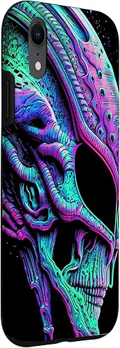 Miniatura 18 de iPhone 13 Pro Trippy Vaporwave Alien Head Skull Dripping Paint UFO Art Case