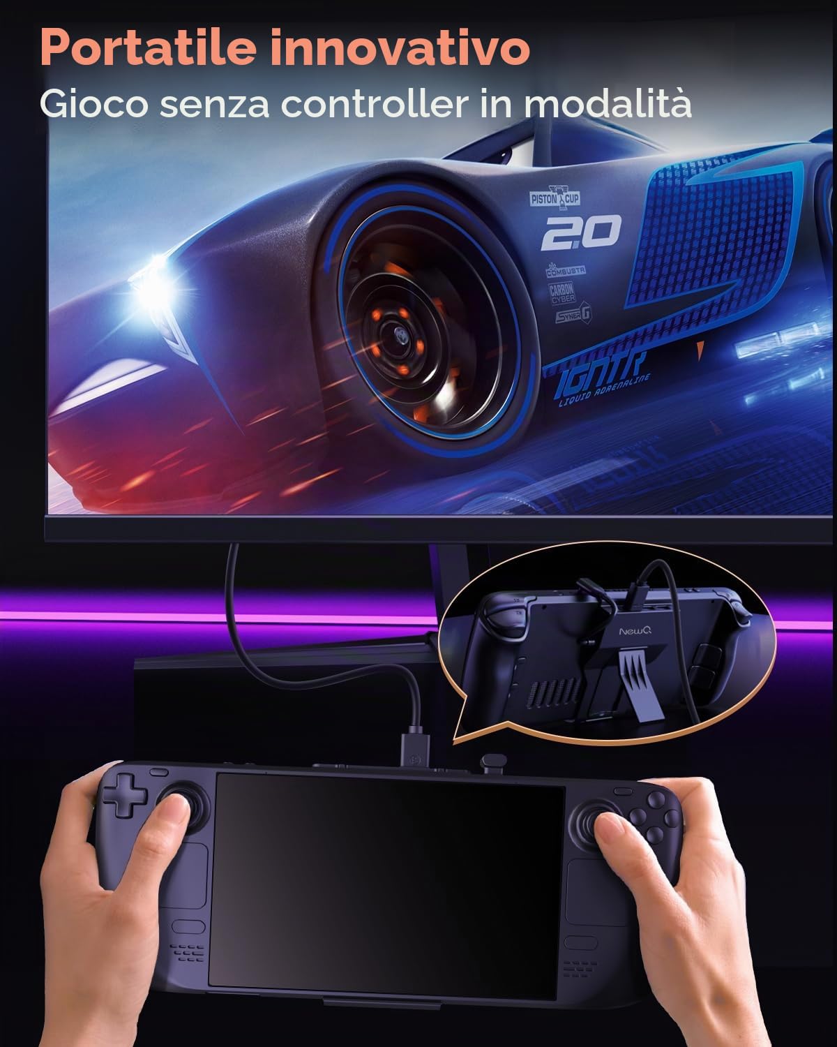 Docking Station portatile Steam Deck Dock/OLED, 4 in 1 Steam Deck Docking Station con HDMI 2.0 4K@60Hz, 2 USB-A3.0, supporto PD-IN 100W Max, Stand Base Gadget