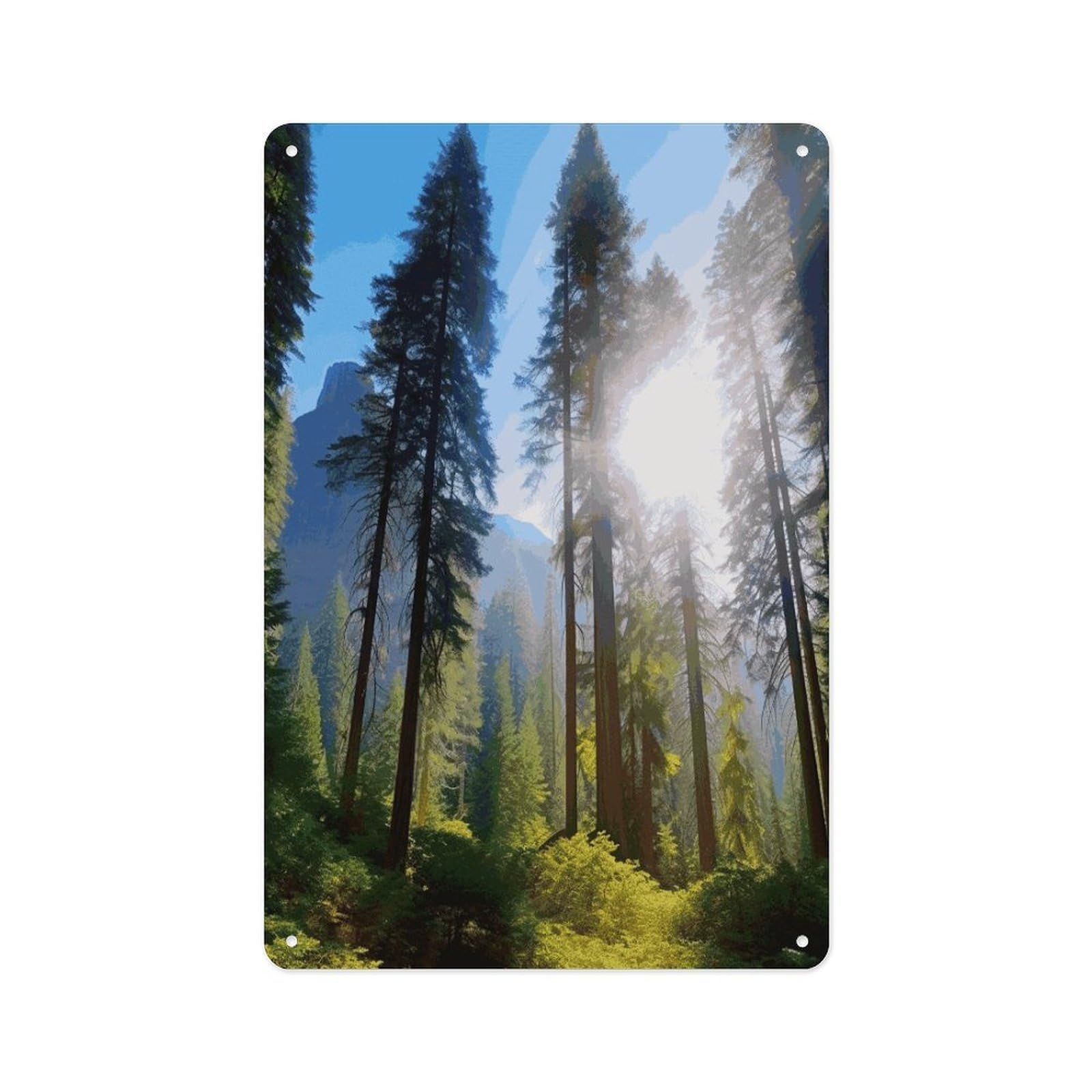 Fekiloot Style National Parks Sunshine Trees Wall Decor Metal Signs Tin Signs Poster