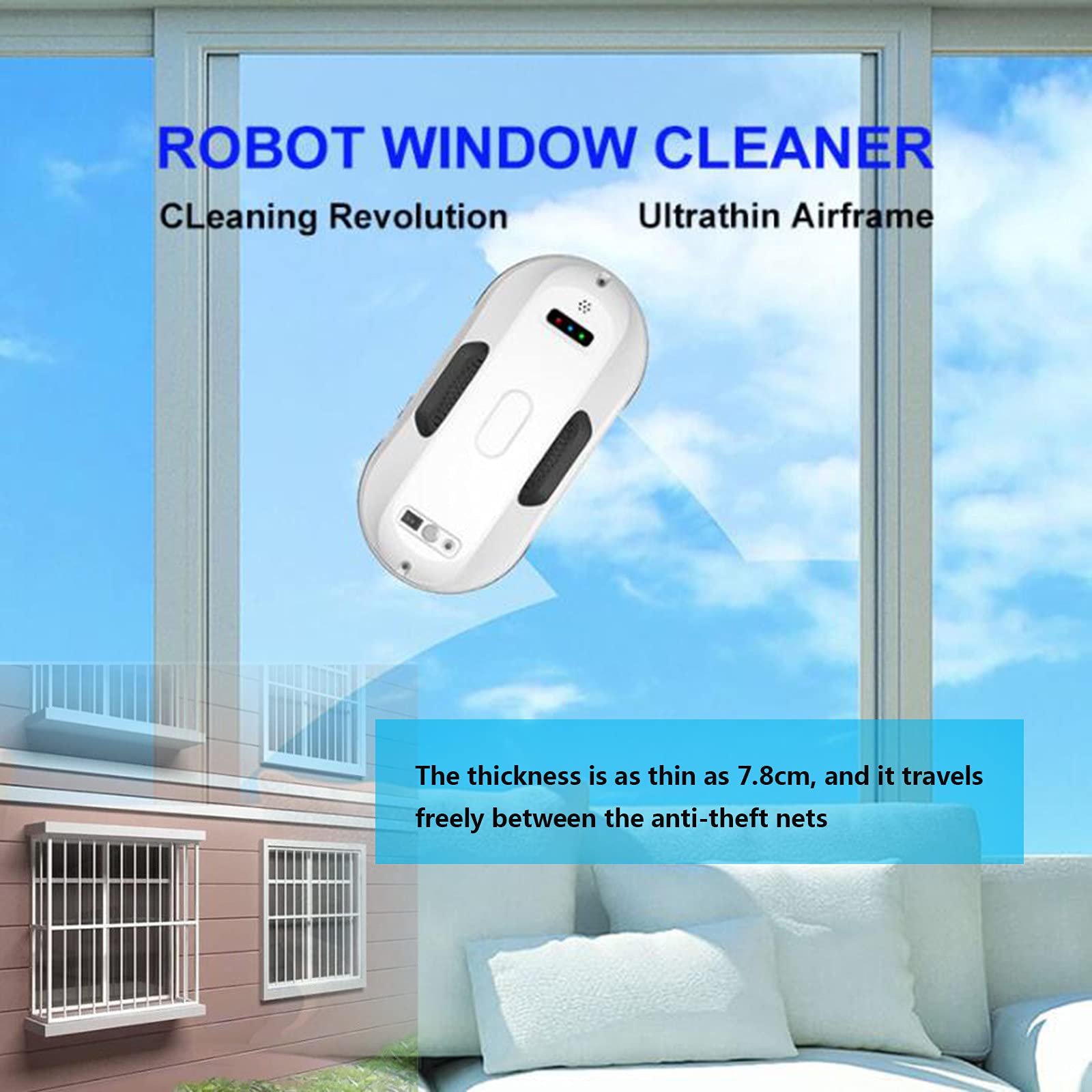 Inteligentny Robot do Mycia Okien z Natryskiem Wody, Robot Do Mycia Okien, Z Pilotem i Linką Bezpieczeństwa, Hotel Apartament Domowy Elektryczny Robot Do Mycia Szkła Z Pi(