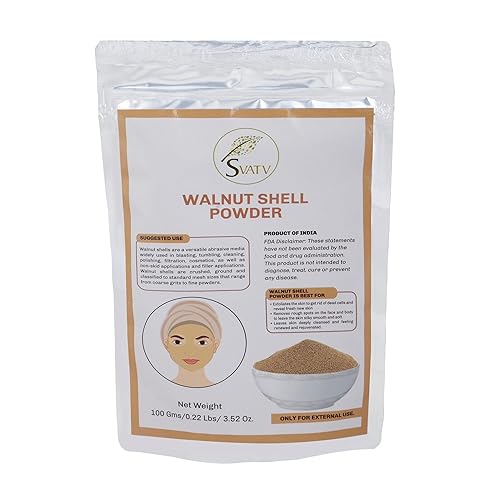 SVATV Polvo de cáscara de nuez (Juglans regia L.) para formulación de exfoliación facial, manchas oscuras, limpieza profunda exfoliante natural de