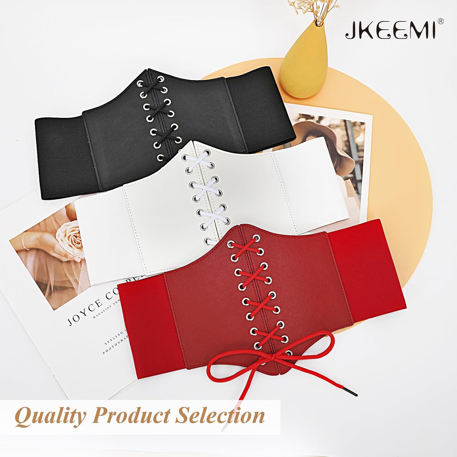 Women Corset Belt Elastic Lace-up Wide Waspie Belt Vintage Halloween Punk Costume - Image 7