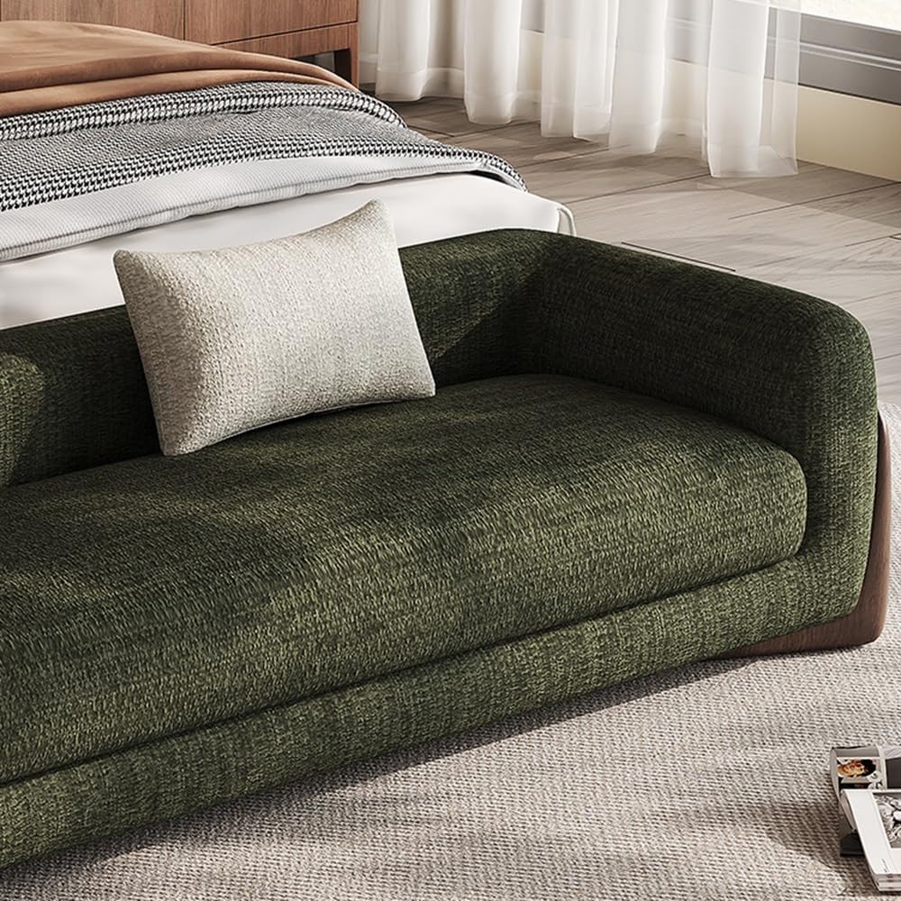 Ławka do łóżka Stołek na koniec łóżka Sypialnia Designerski stołek nocny Nowoczesny prosty apartament Homestay Prosty rząd Mała sofa(Dark Green,Duży)