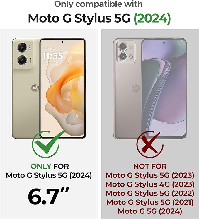 Dexnor for Motorola Moto G Stylus-5G-2024 Case [Not Fit Moto G 5G 2024], [Bulit-in Slide Camera Cover & 2 Front Frame] Heavy Duty Protection Cover with Screen Protector Kickstand, 6.7 inch Black