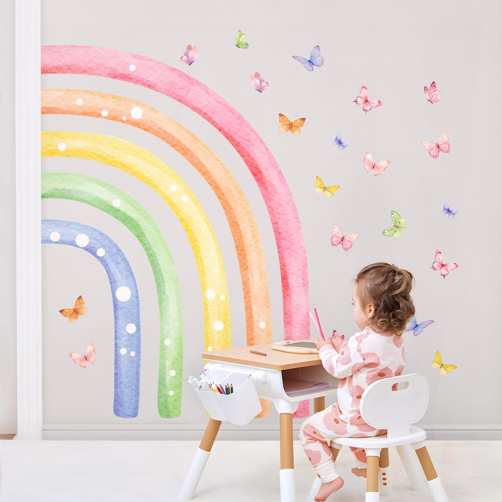 W39*H54 Large Watercolor Rainbow Wall Decals - Image 3