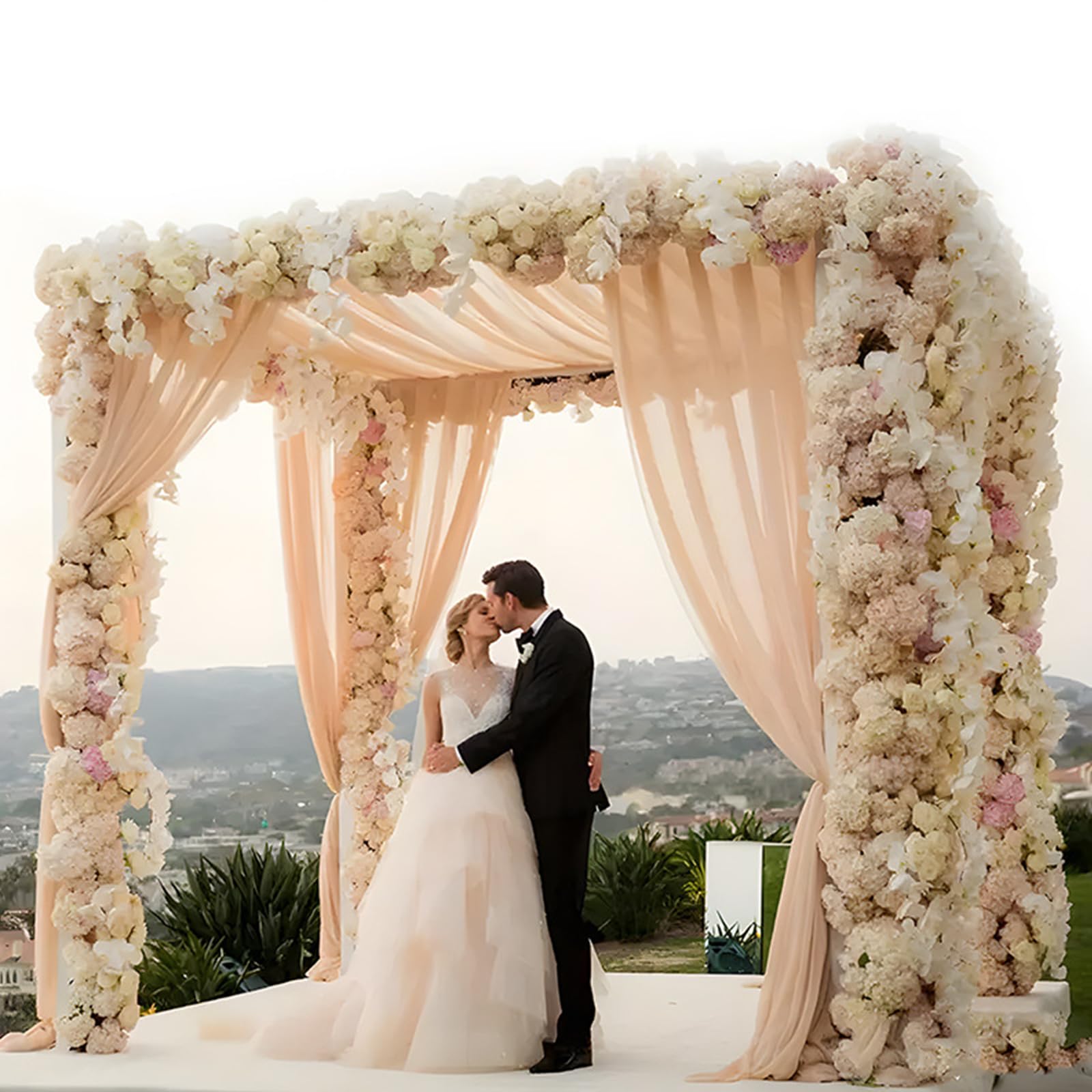 Telas Decorativas Eventos Cortina De Arco Para Bodas 75x800 Cm - Tela Gasa Blanca Con Cinta 22m - Decoración Ceremonia O Fiesta Gasa Decorativa Boda