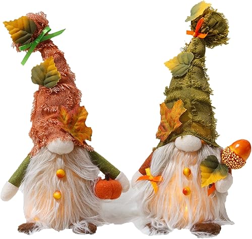 Gnomos de peluche de Acción de Gracias, lindo gnomo con luces, muñeco Tomte sueco de otoño, LED para cosecha, Acción de Gracias, decoración de mesa disponible en Yaxa Peru