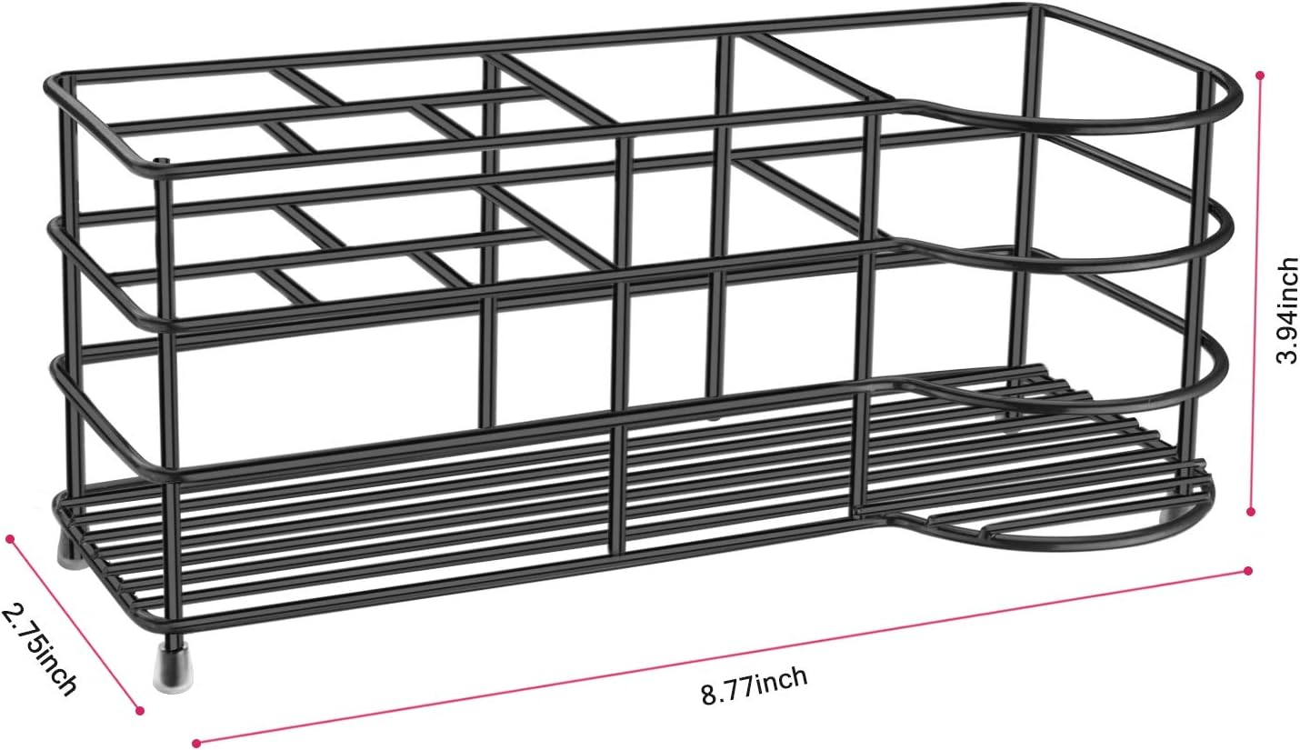 HBlife 7 Slots Toothbrush Holder, X-Large Stainless Steel Bathroom Decor, Black Electric Toothbrush Holder for Bathroom, Bathroom Counter Organizer for Small Spaces : Home & Kitchen