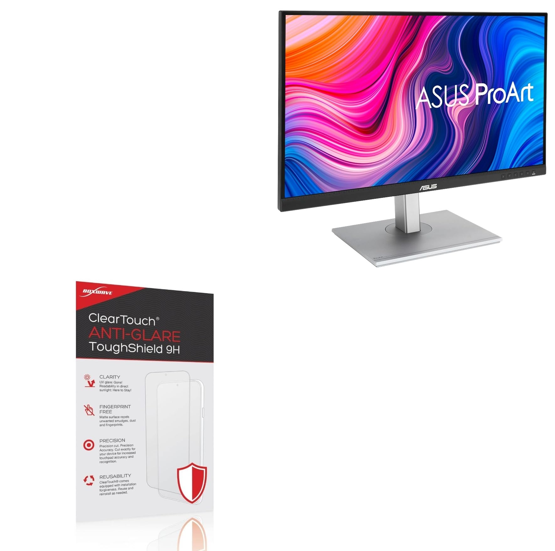 BoxWave Screen Protector Compatible With ASUS ProArt Display (PA279CV) - ClearTouch Anti-Glare ToughShield 9H (2-Pack), Anti-Glare 9H Tough Flexible Film Screen Protector