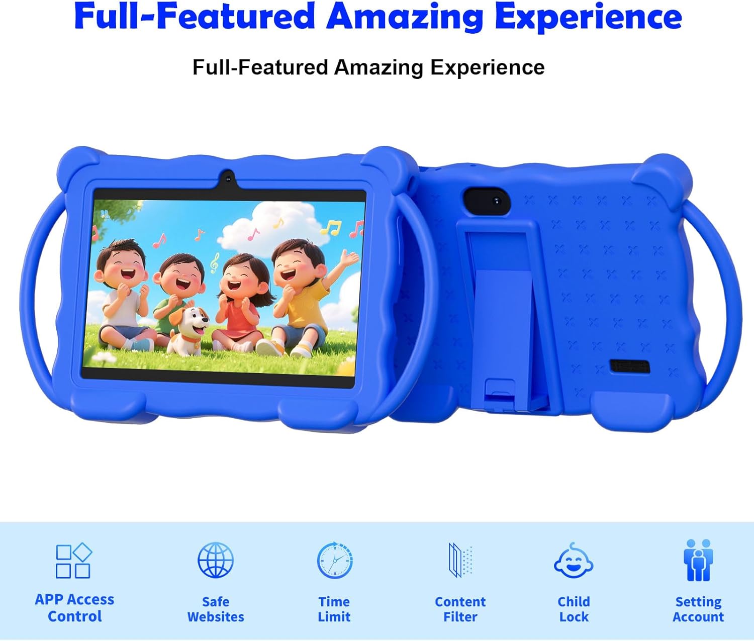 Kids Tablet 7 inch for Children,32GB ROM Toddler Learning Tablet with Protective Case,Pre-Installed Educational Apps, Parental Control,Gift for Boys and Girls (Blue)