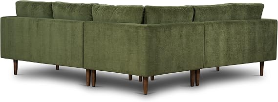 Poly & BARK Napa Fabric Corner Sectional Sofa in Distressed Green Velvet