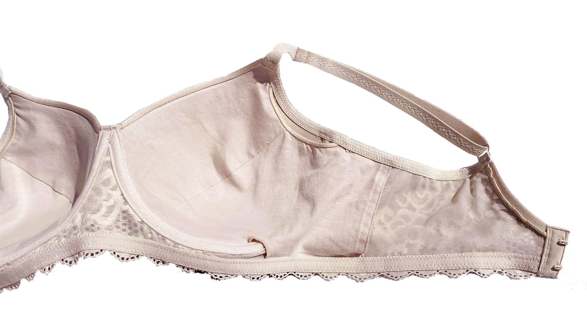Biustonosz Damski Smooth Soft Po Mastektomii Bra Bez Fiszbin Z Koronkowym Wykończeniem, Zapewniający Pełne Krycie Do Protez Silikonowych(Beige,C_34/75)