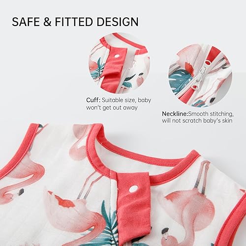 Miniatura 5 de Duomiaomiao Saco de dormir para bebé de muselina para todas las estaciones, principalmente para saco de dormir ultra transpirable y agradable a la