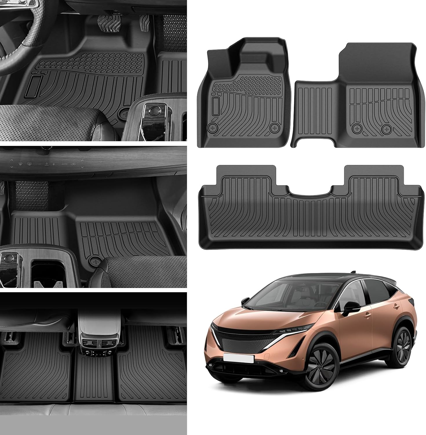 Floor Mats for Nissan Ariya 2023 2024 2025 2026, All Weather Floor Mat for Ariya Accessories TPE Car Floor Mats Heavy Duty Carpet Protection 2)Nissan Ariya?2023-2026?