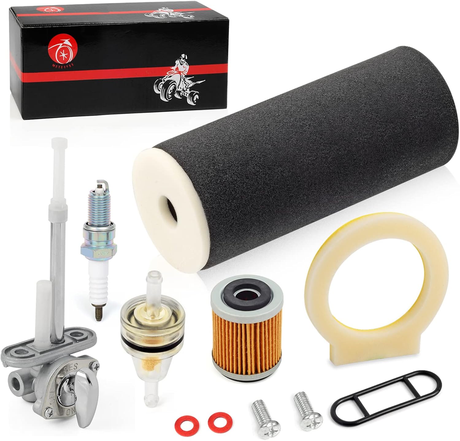 Air Filter Foam & Fuel Valve Petcock kit Oil Filter For Yamaha Warrior 350 Raptor 350 Wolverine 350 1987-2013 1UY-14451-00