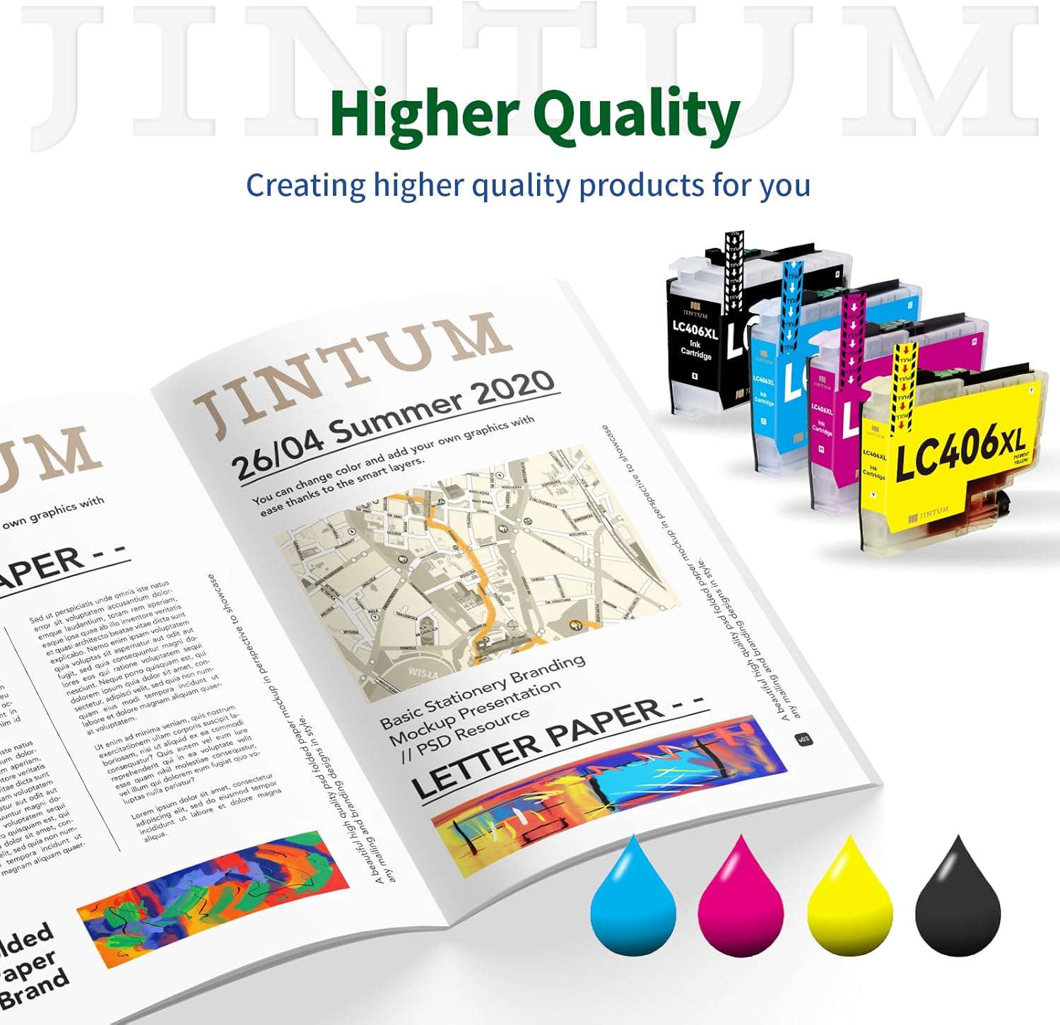 LC406XL Ink Cartridges Compatible Replacement for Brother LC406XL Ink Cartridges LC406 LC 406 XL Compatible with Brother MFC-J4335DW MFC-J5855DW MFC-J6955DW MFC-J4535DW MFC-J6555DW Printer(4-Pack)