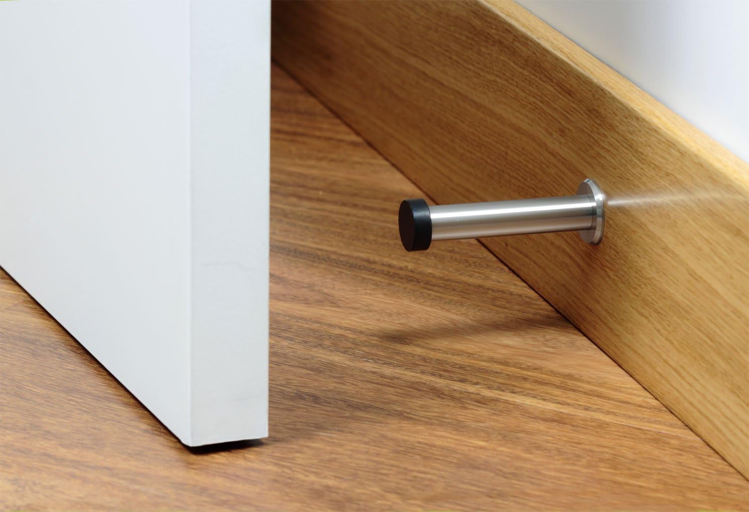 EVI Herrajes I-128 - Door stop de wall, finish matt inox(Stainless steel) black rubber