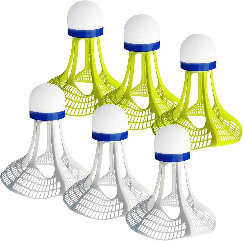 6 Windproof Badminton Shuttlecocks,High Elasticity Shuttlecocks - Sports Training Balls for Players of All Levels,Gym Use,Outdoor Training,Family Games and School Activities (3 White and 3 Yellow)