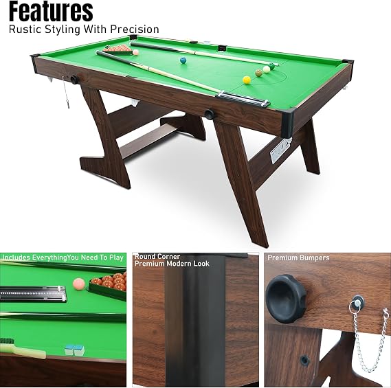 HLC Folding Snooker Table Pool Table Set Steady Space Saving Billiards Table with All accessories, Great for Kids and Adults