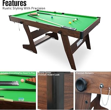 HLC Folding Snooker Table Pool Table Set Steady Space Saving Billiards Table with All accessories, Great for Kids and Adults