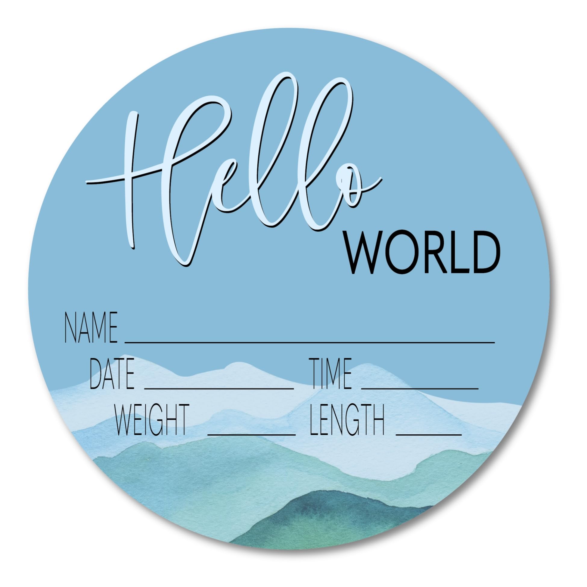 Birth Stat Acrylic Sign for Newborn Baby, 6" Mountain Design, Hello World, Gift for New Mom, Baby Shower, Gender Reveal, Crib & Nursery Decor, Pregnancy Announcement, Photography Prop