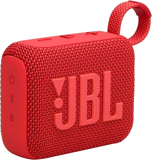 JBL Go 4, Wireless Ultra Portable Bluetooth Speaker, Pro Sound, Vibrant Colors, Water & Dust Proof, Type C (Without Mic, Red)