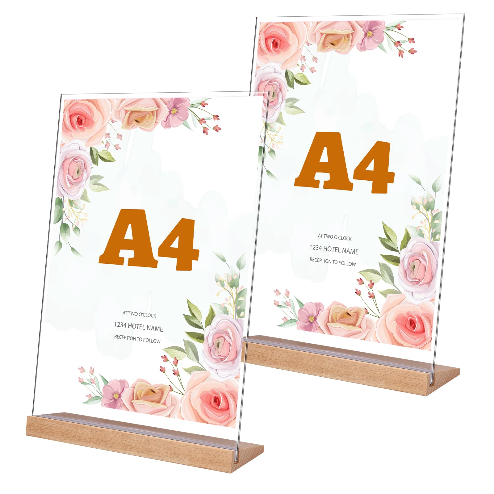 Espositori Acrilico A4 Con Base Legno - 2 Pezzi Per Menu, Tavoli, Uffici - Foto 4