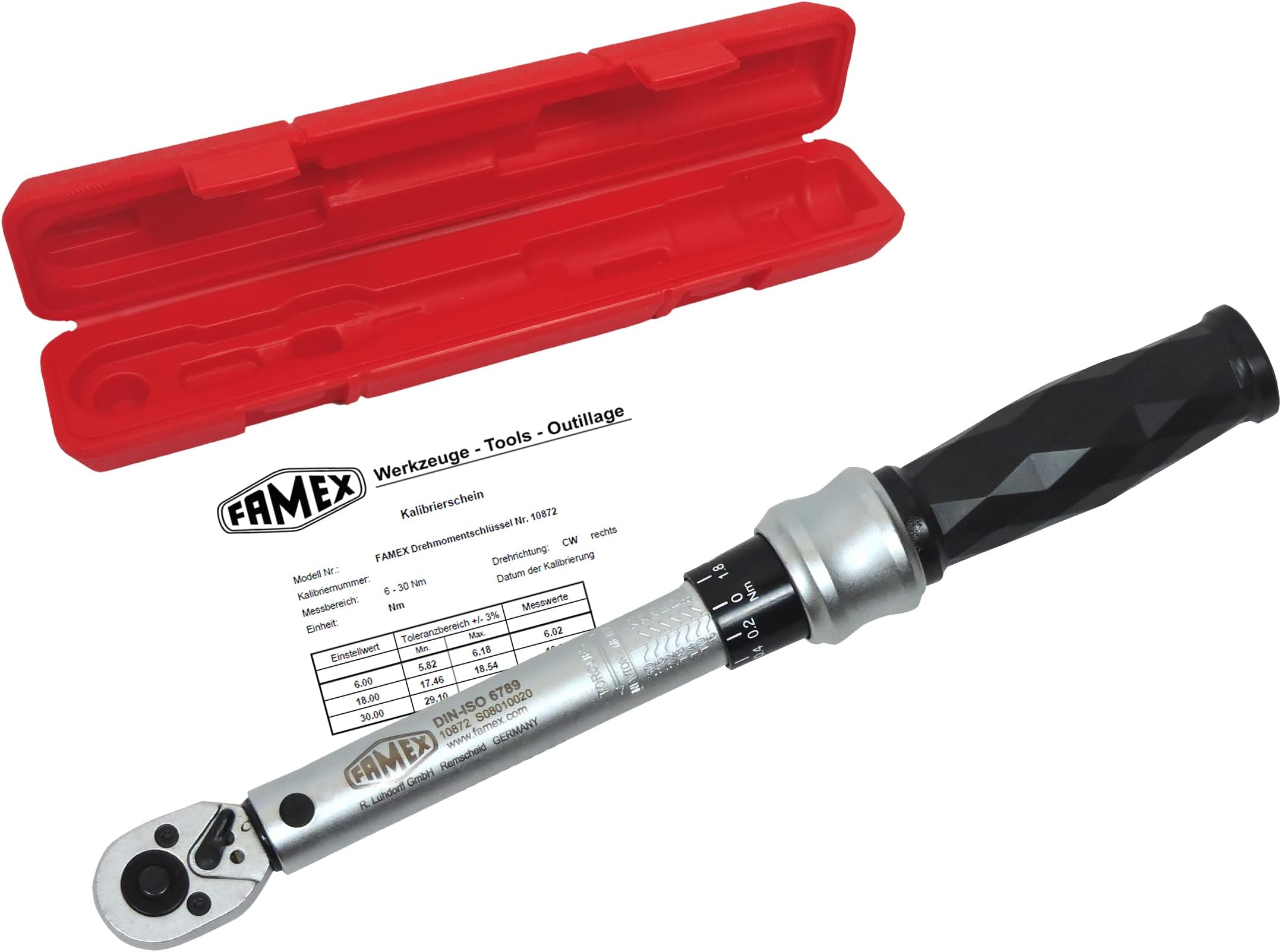 FAMEX10872 Torque Spanner; 6-30 Nm; 6.3 mm (1/4 inch) Drive, for Left/Right-Handed Measurement