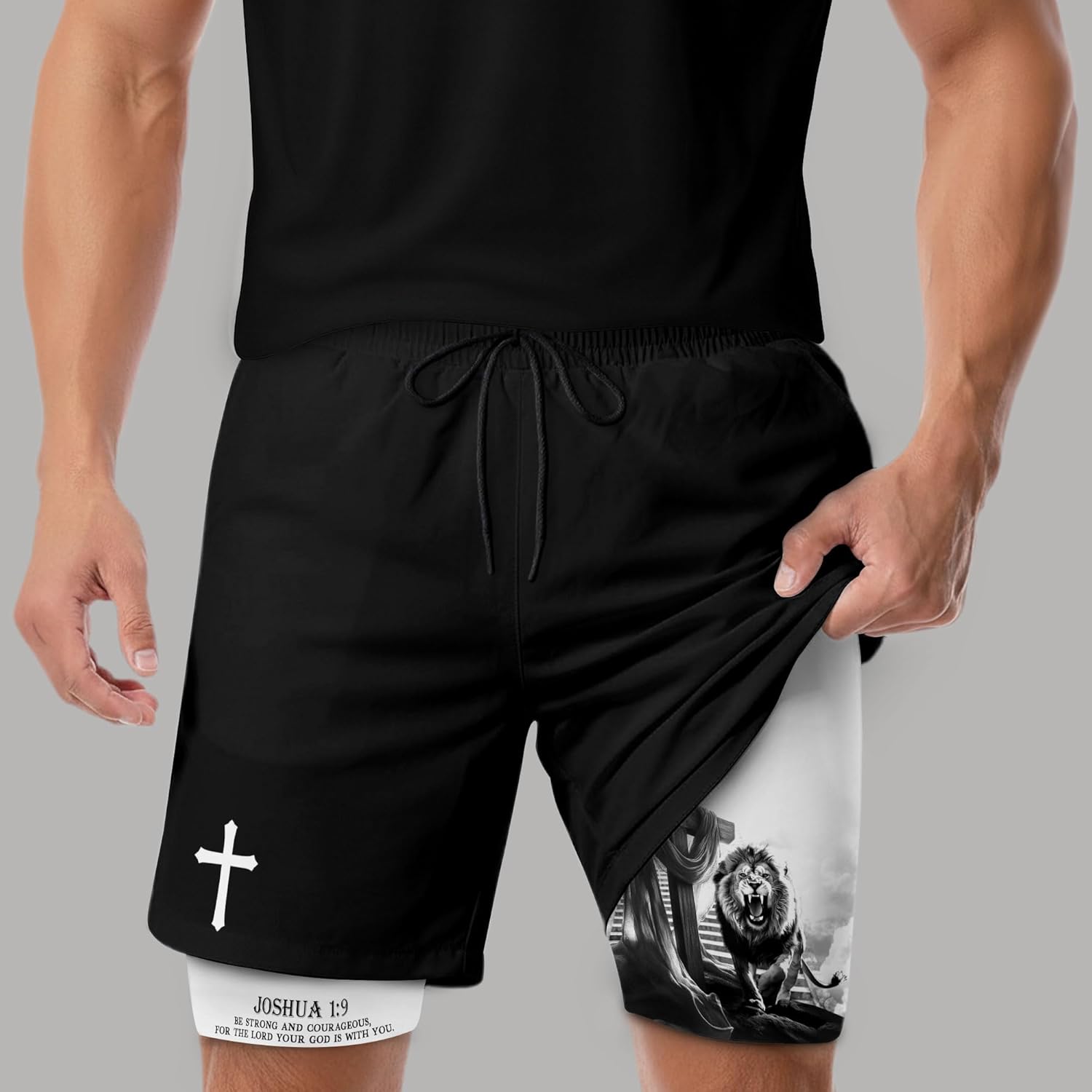 Christian Shorts for Men, Mens Gym Clothes, Work Out Shorts Gym for Men, Mens Shorts with Liner