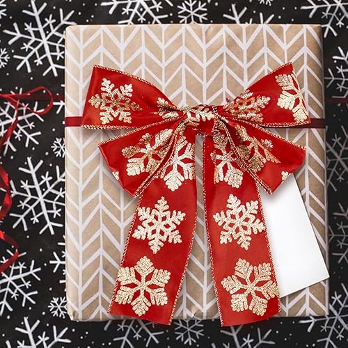 Miniatura 5 de Cintas de Navidad 4 rollos de cinta de 24 yardas con borde con alambre para impresión para coronas, arco para arco floral, manualidades, suministros