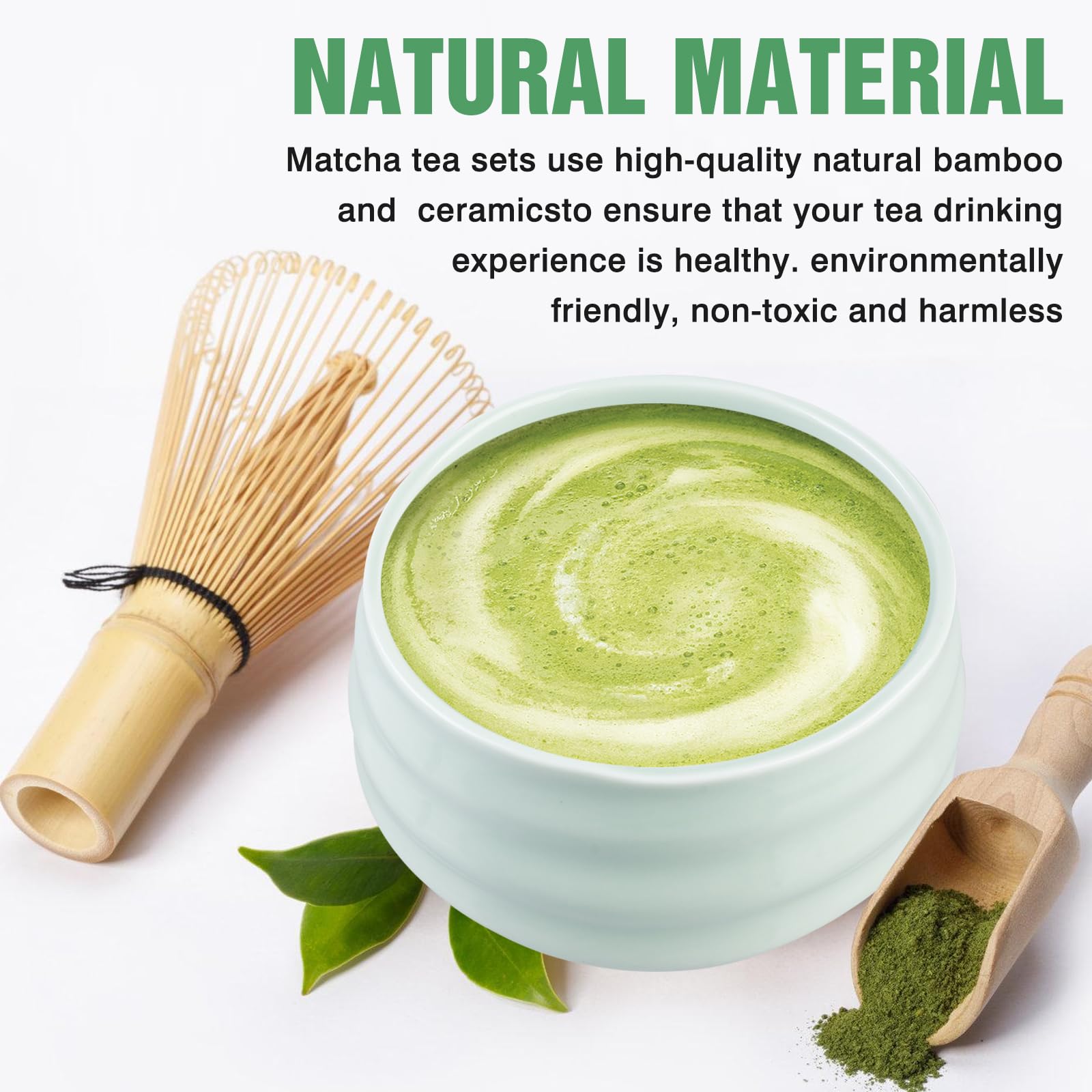 BORDEAG Matcha, set di accessori matcha, scopa matcha, con frusta matcha, porta scopa, ciotola matcha, ciotola in ceramica, 2 cucchiaini, accessori per tè matcha di alta qualità