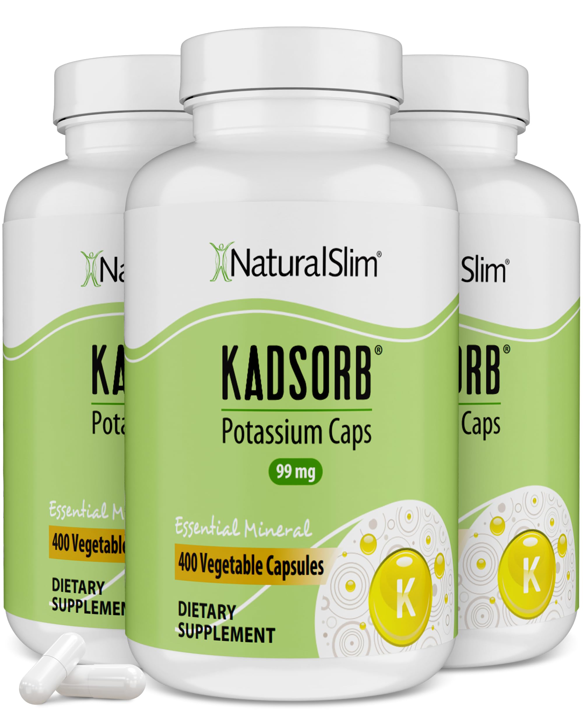 NaturalSlim Kadsorb Potassium Citrate Gluconate Supplement, 400 Capsules, 3 Pack 1200 Count ( Pack of 3 )
