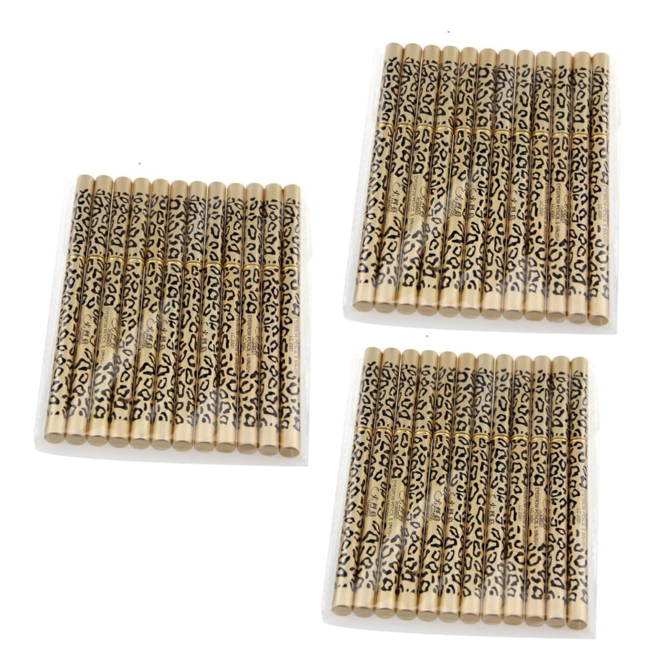 Healeved 3pezzi Matite Per Sopracciglia e Eyeliner Impermeabili Con Pennello Integrato Design a Doppia Testa Dura a Motivo Leopardo Per Trucco Professionale