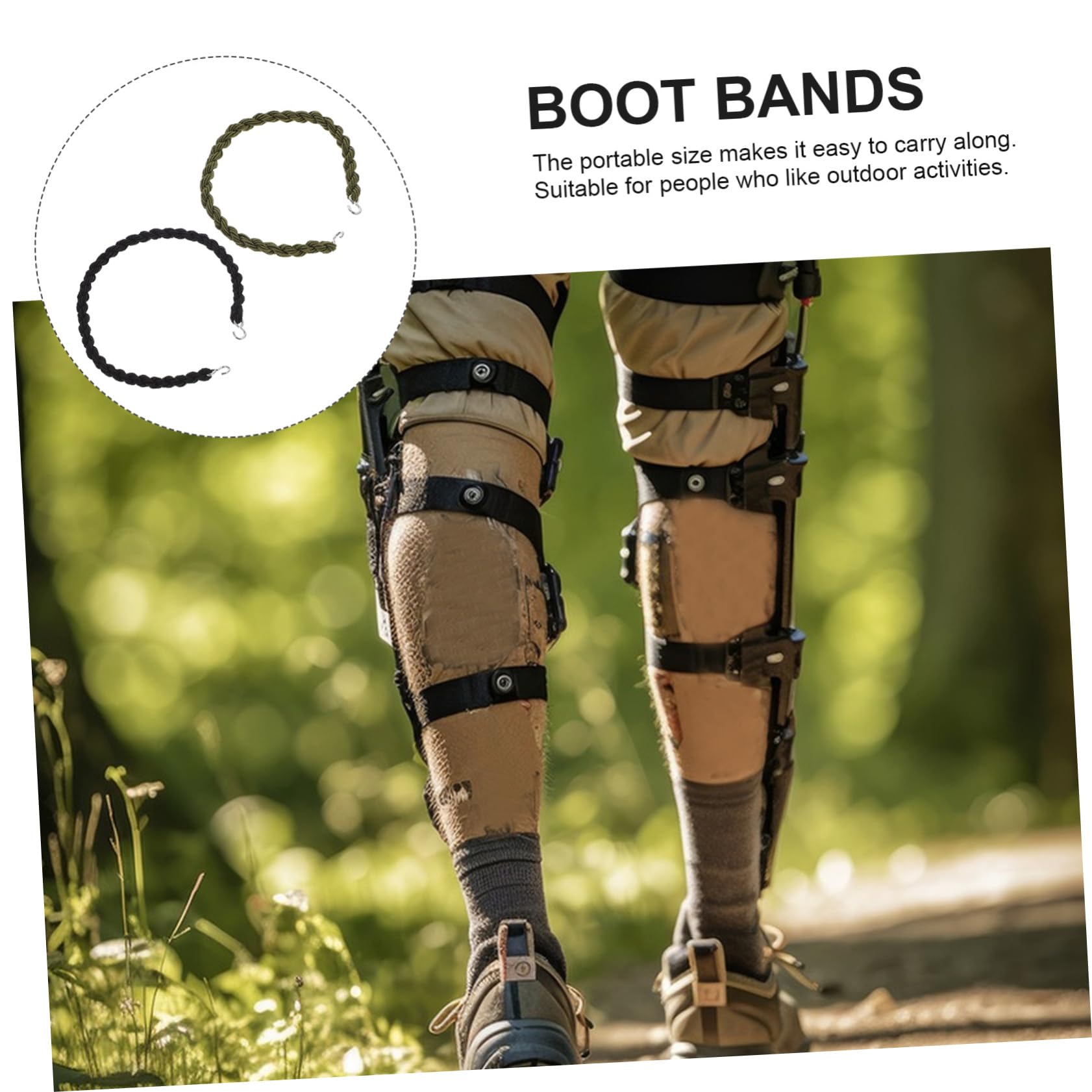 Kisangel 8Pcs Elastic Boot Fixing Bands Elastic Boot Straps Camping Boot Bands for Army （black+green)