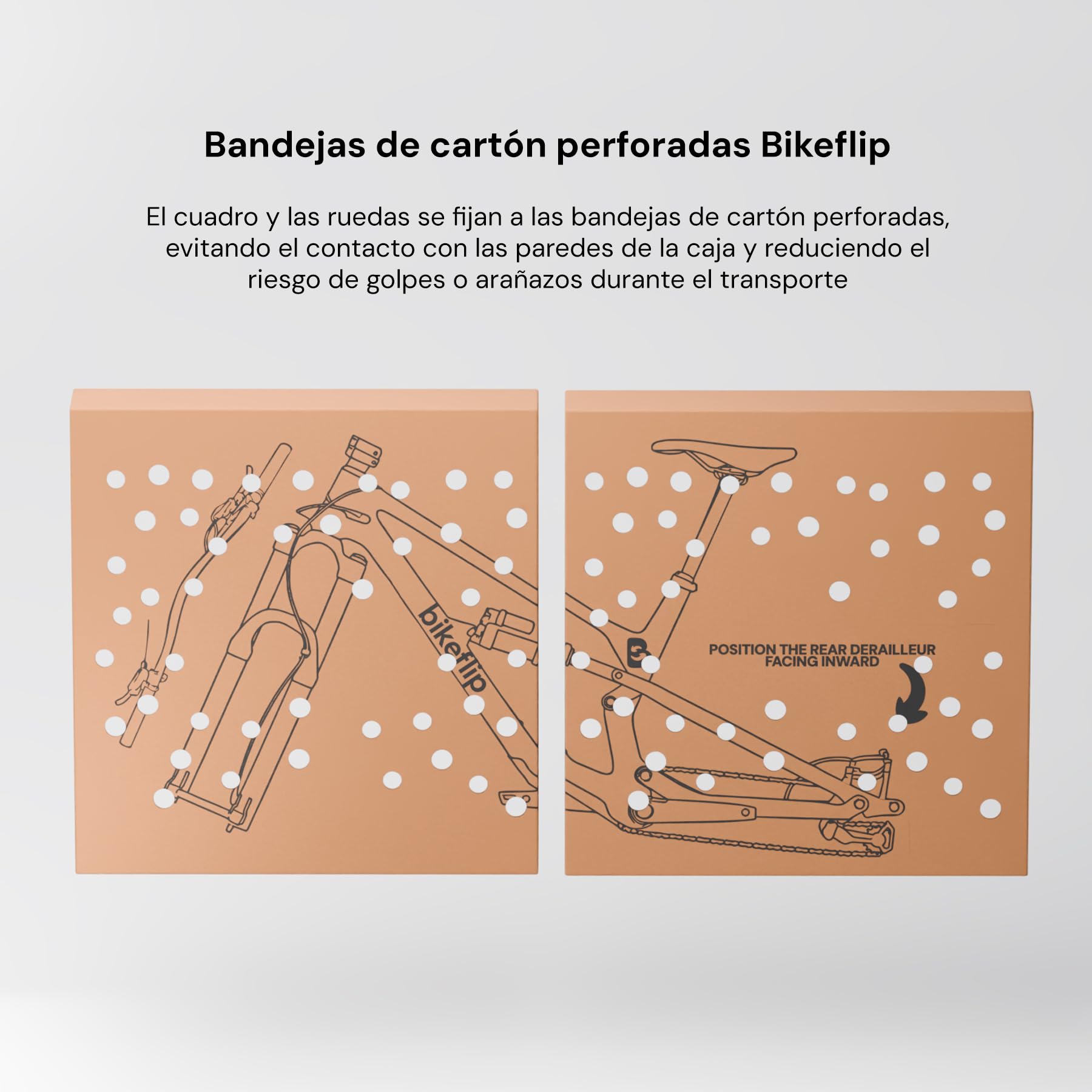 Bikeflip Box Caja de Envío para Bicicletas MTB, E-Bike y Gravel, Cartón Ondulado Resistente y Reutilizable, Montaje Rápido para Viajes y Transporte por Correo