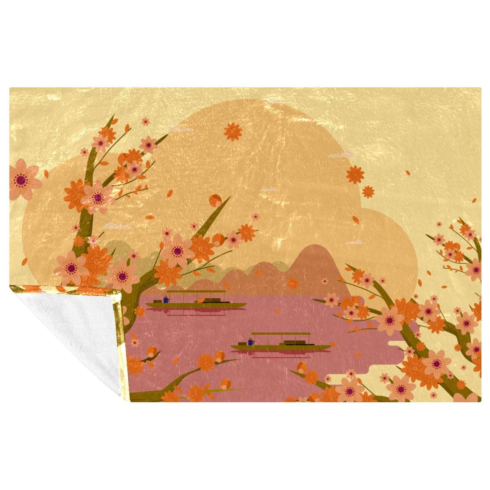 Couverture vintage douce fleurs de pêche pour des moments de tendresse et de bien-être