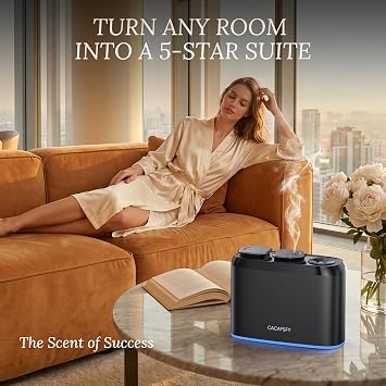 Waterless Scent Diffuser with 2 Hotel Scent Oils Included No Water, No Refills, Covers up to 800 Sq Ft, Cordless Essential Oil Diffuser for Home & Large Room, Cold-Air Dry Mist, App & Button Control
