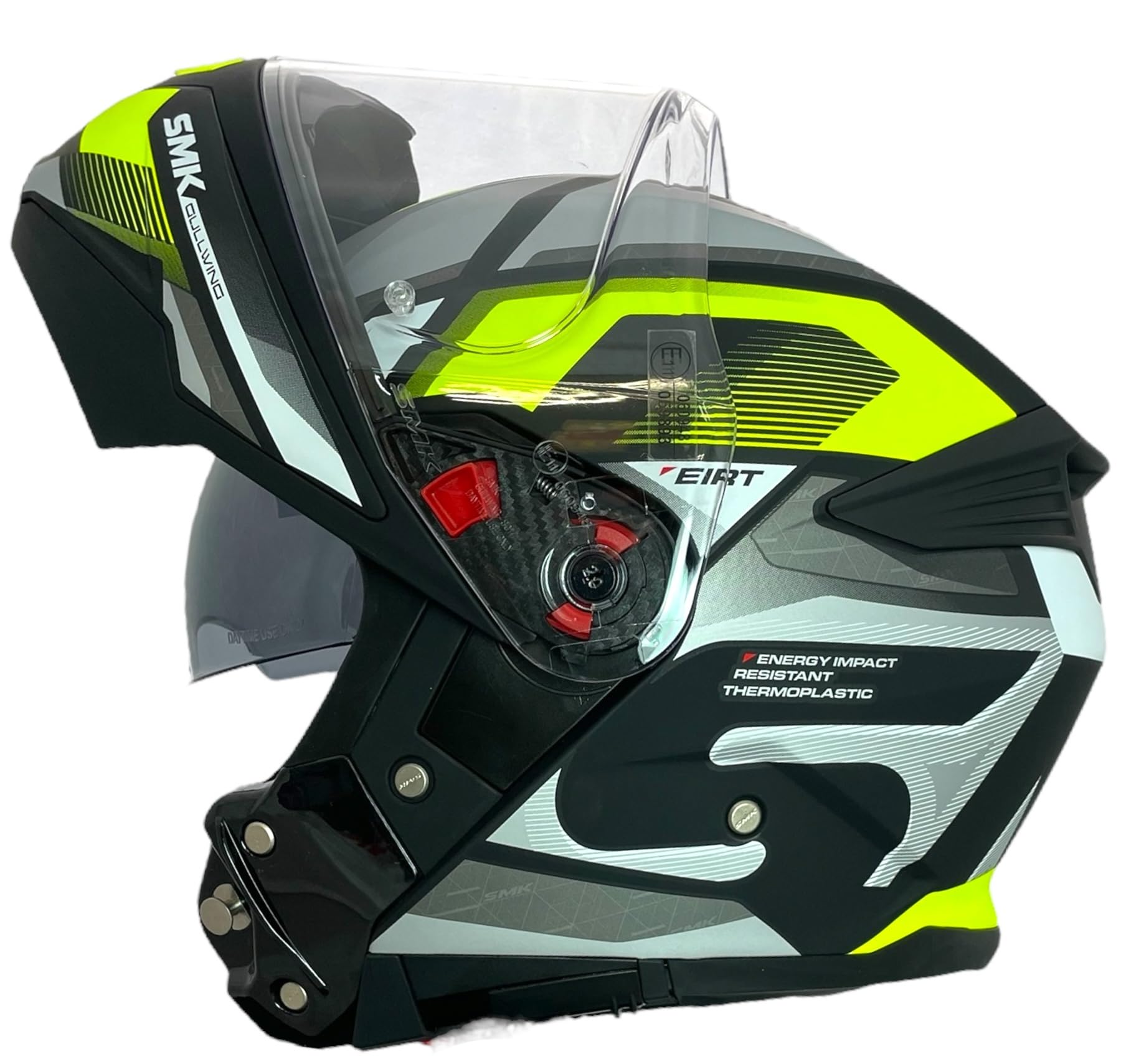 SMK Helmets Casco Modular GULLWING Venture Decorado Mate Blanco Y Amarillo 22.06 con Doble Visor P/J (L 59/60)