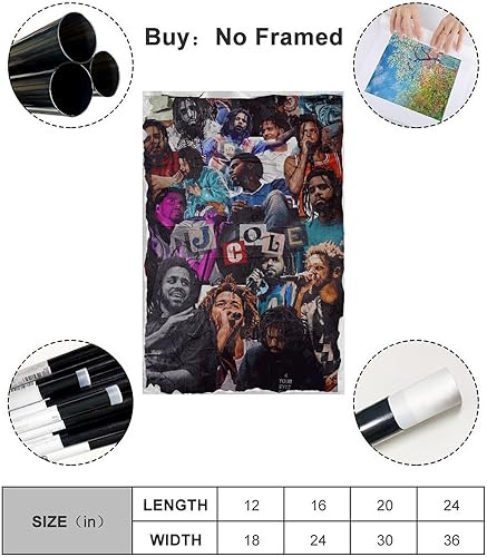 Miniatura 2 de amedi J. Cole - Póster musical decorativo para pared, para sala de estar, dormitorio, 12 x 18 pulgadas (11.8 x 17.7 in)