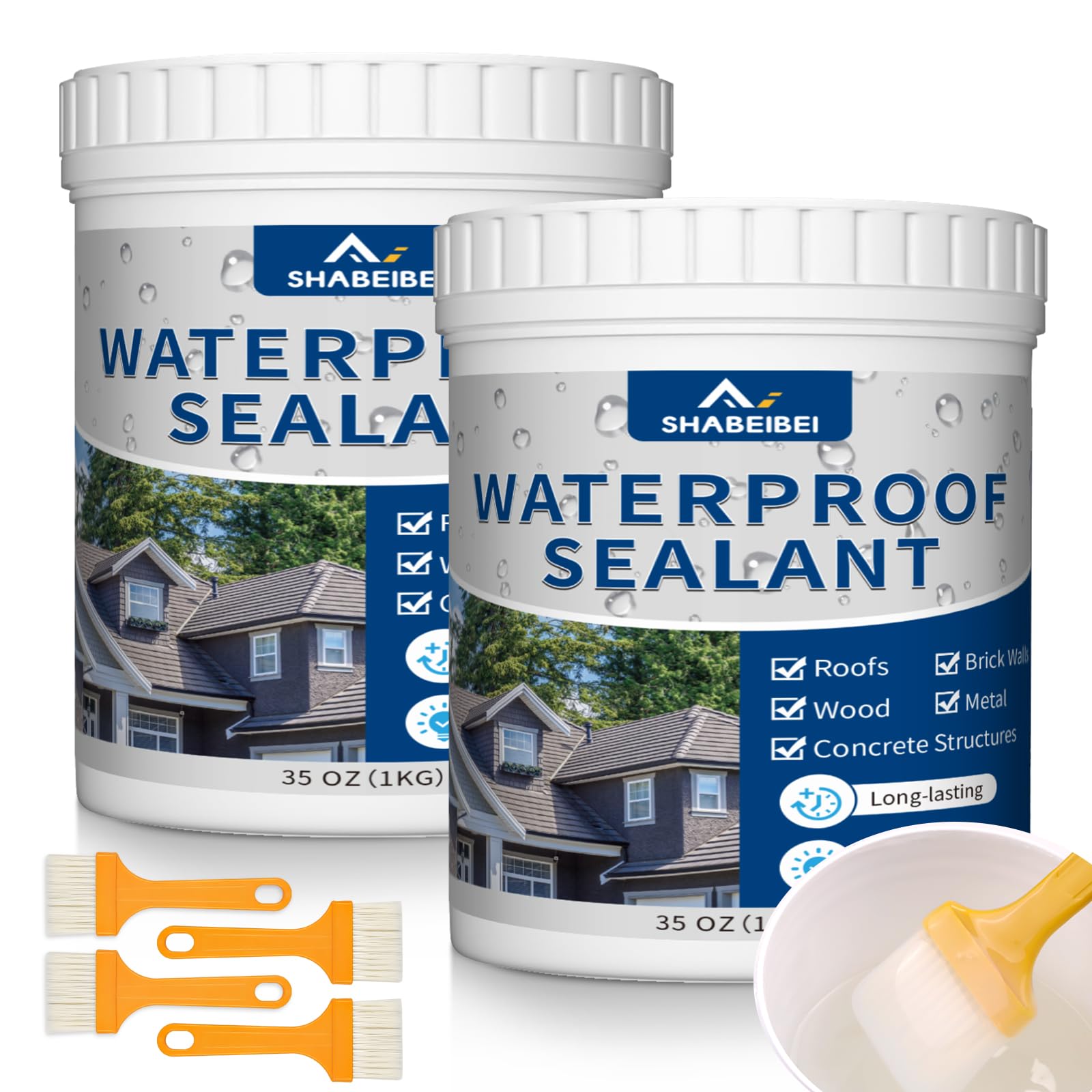Liquide Étanchéité Transparent 2KG，Revêtement Imperméable Cristallin, Membrane Étanche Universelle pour Intérieur et Extérieur, Colle Étanchéité Anti-Fuite Durable