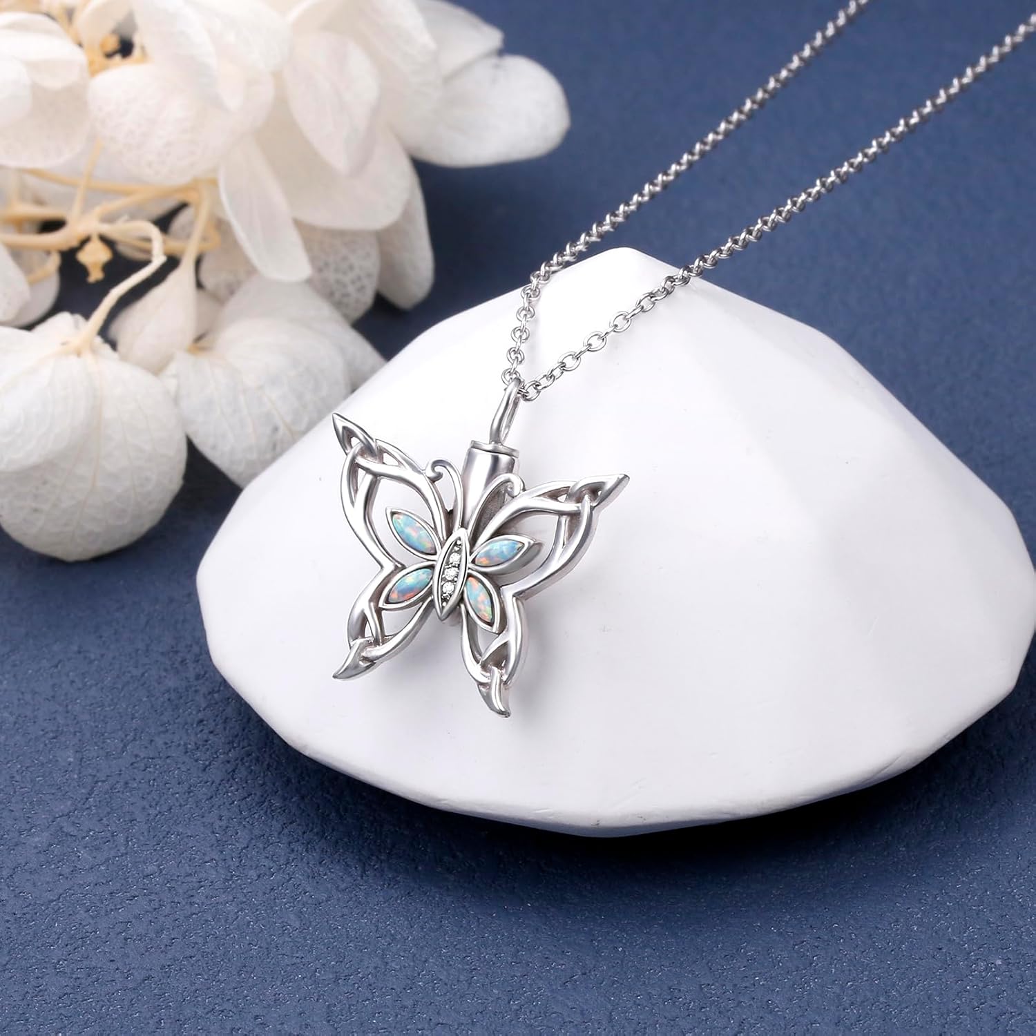 925 Sterling Silver Celtic Urn Necklaces For Women Butterfly/Tree of Life/Angel Wings/Irish Claddagh/Guitar Ashes Memorial for Loss Keepsake Necklaces Jewelry Present Easter Day of the Dead - Image 3