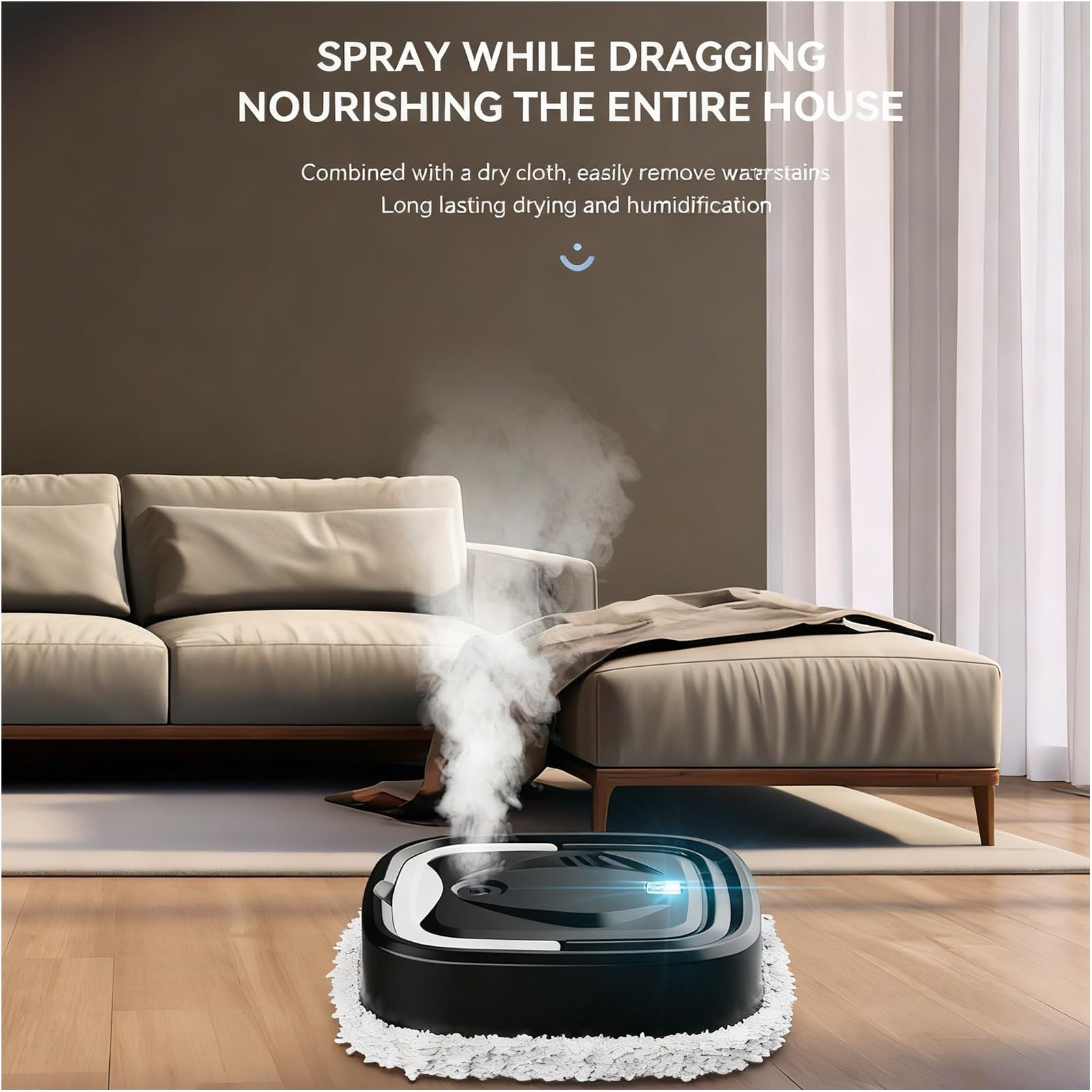 Robot Mop, czyszczenie na mokro/na sucho, ładowalny z funkcją natrysku, zawiera podkładki do mopa, idealny do twardego drewna, płytek i podłóg laminowanych