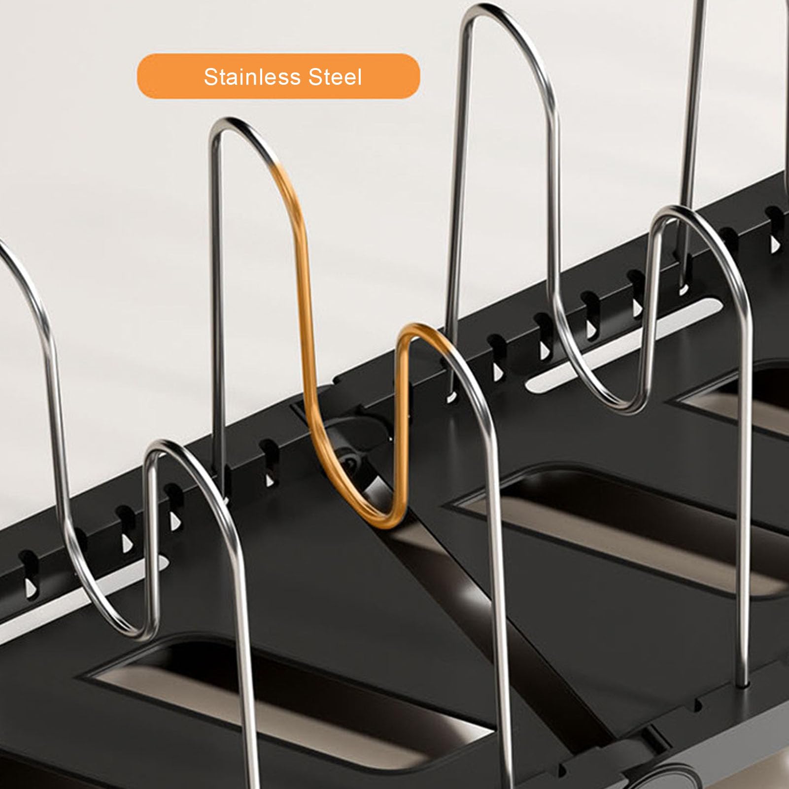 Organizador de Ollas y Sartenes Expandible, Soporte Multifuncional Duradero para Sartenes y Tapas para Espacios de Cocina Pequeños Grandes (BLACK)