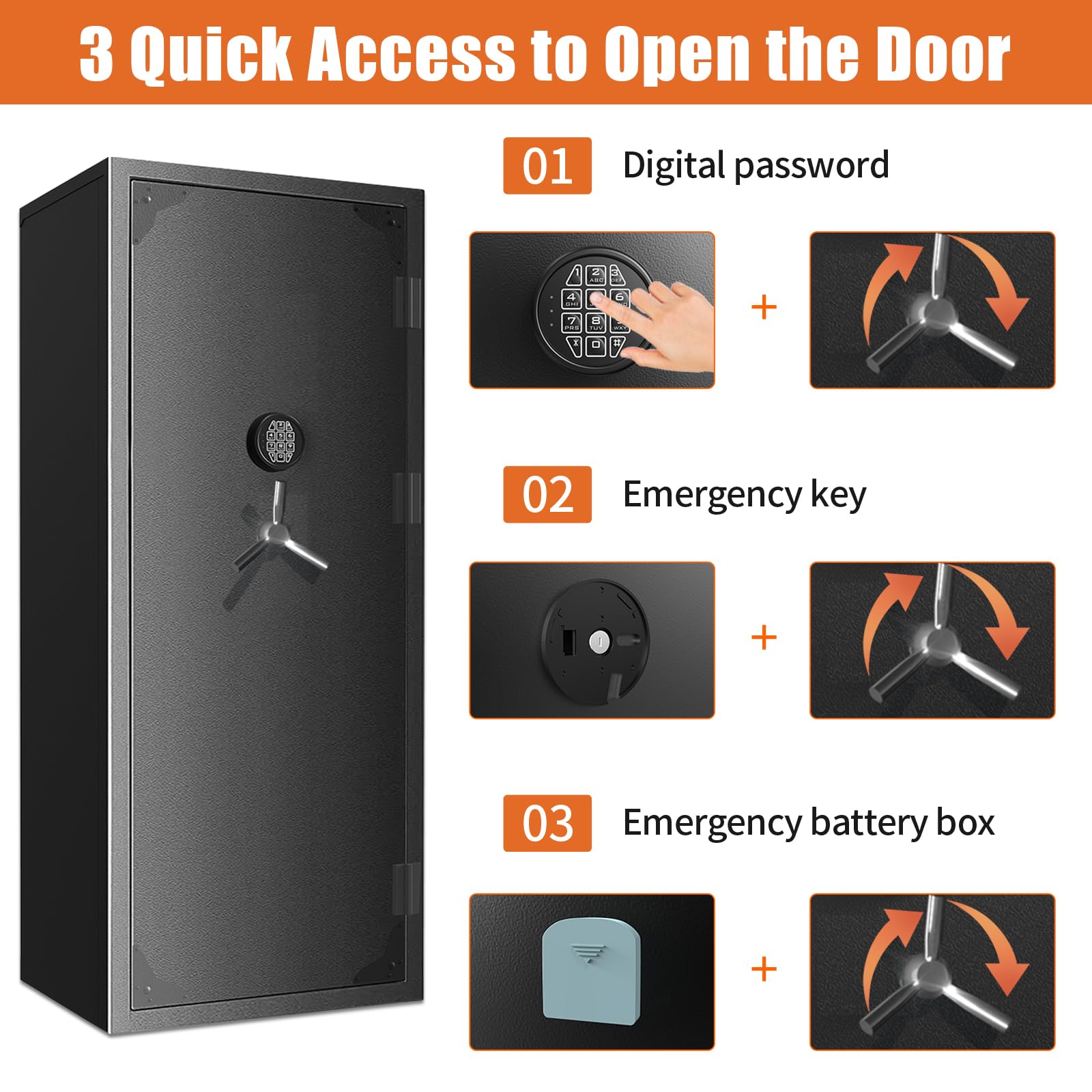 Gun Safe For Handgun 30 Gun Safe With Door Organizer - Large Rifle