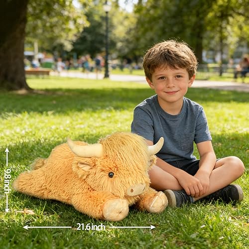 Miniatura 3 de Animales de peluche ponderados de vaca de las tierras altas  Peluche de vaca de las tierras altas ponderado de 4.2 libras para niños y adultos